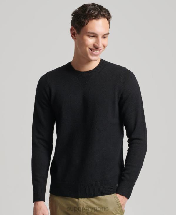 Superdry Hommes pull ras du cou en laine d'agneau D64Z5270 vêtements noir