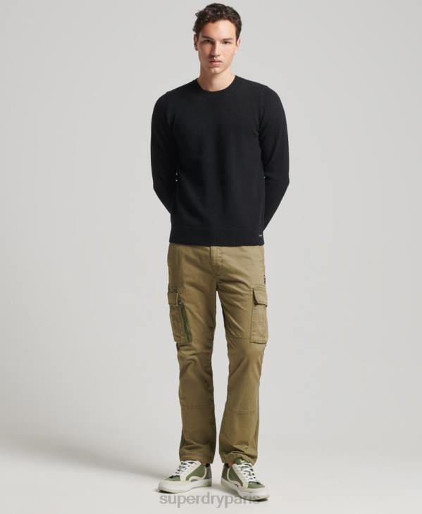 Superdry Hommes pull ras du cou en laine d'agneau D64Z5270 vêtements noir