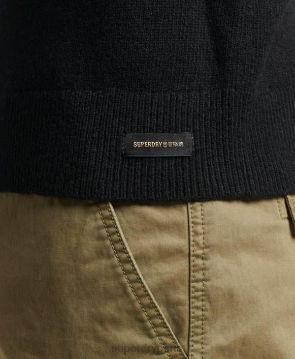 Superdry Hommes pull ras du cou en laine d'agneau D64Z5270 vêtements noir