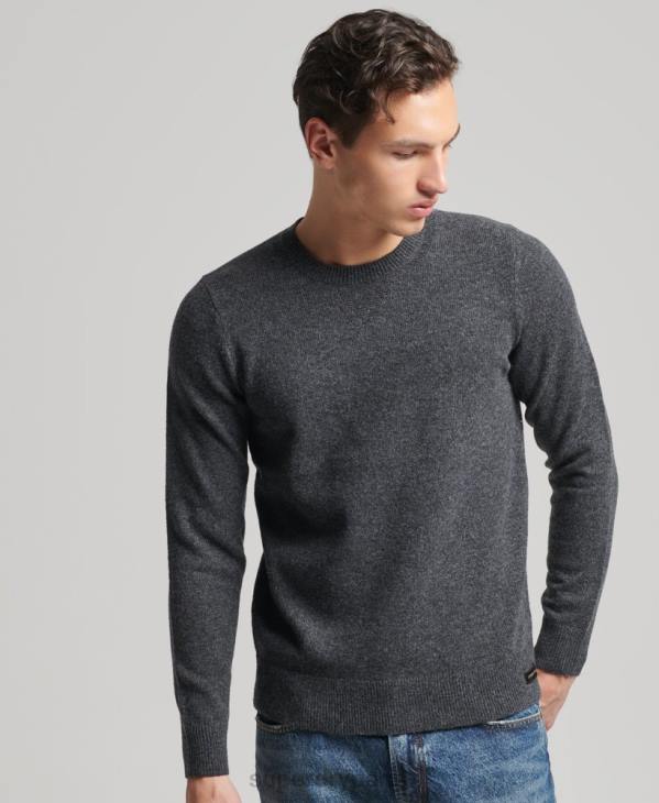 Superdry Hommes pull ras du cou en laine d'agneau D64Z5274 vêtements gris foncé