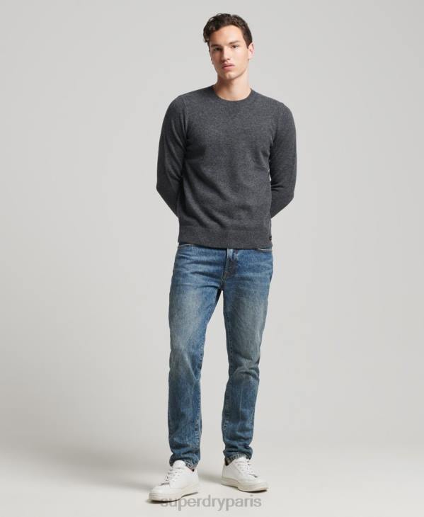 Superdry Hommes pull ras du cou en laine d'agneau D64Z5274 vêtements gris foncé