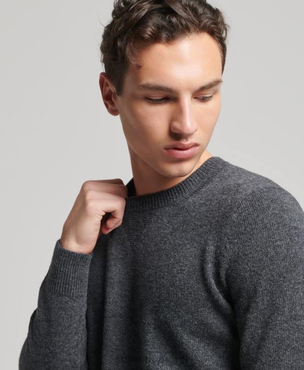 Superdry Hommes pull ras du cou en laine d'agneau D64Z5274 vêtements gris foncé
