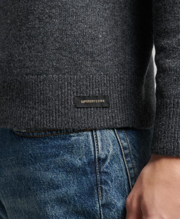 Superdry Hommes pull ras du cou en laine d'agneau D64Z5274 vêtements gris foncé