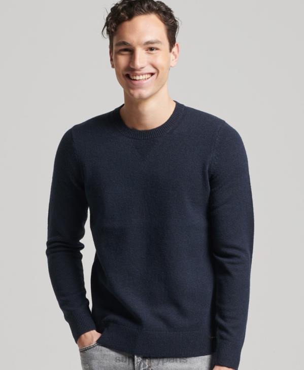 Superdry Hommes pull ras du cou en laine d'agneau D64Z5279 vêtements marine