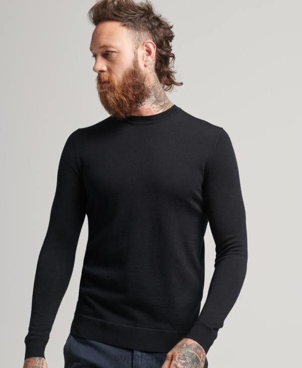 Superdry Hommes pull ras du cou en mérinos studios D64Z1286 vêtements noir