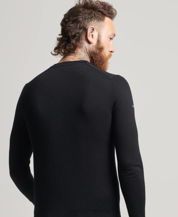 Superdry Hommes pull ras du cou en mérinos studios D64Z1286 vêtements noir