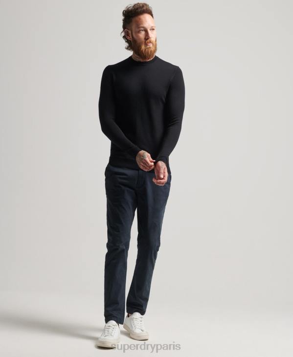 Superdry Hommes pull ras du cou en mérinos studios D64Z1286 vêtements noir