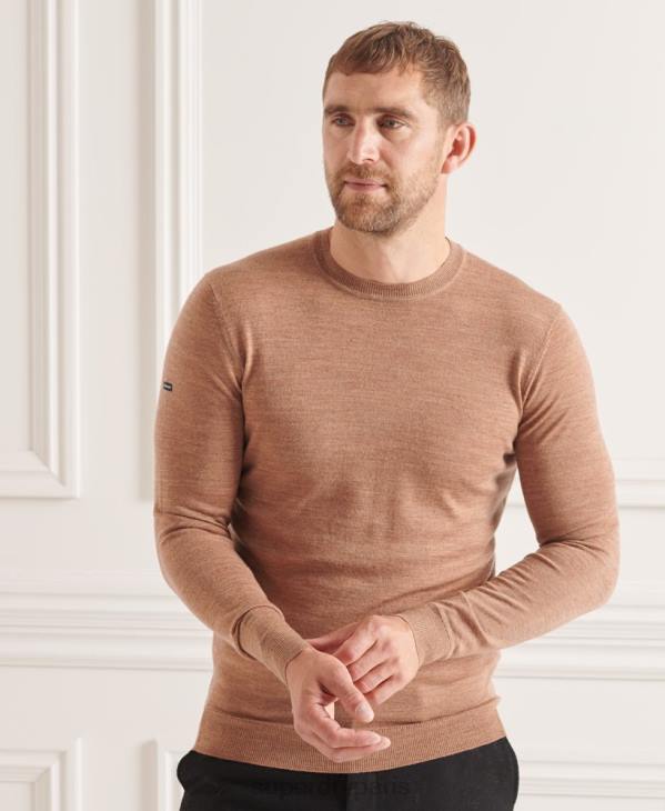 Superdry Hommes pull ras du cou en mérinos studios D64Z1294 vêtements beige