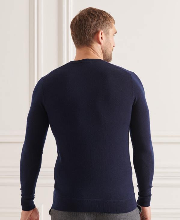 Superdry Hommes pull ras du cou en mérinos studios D64Z1308 vêtements marine