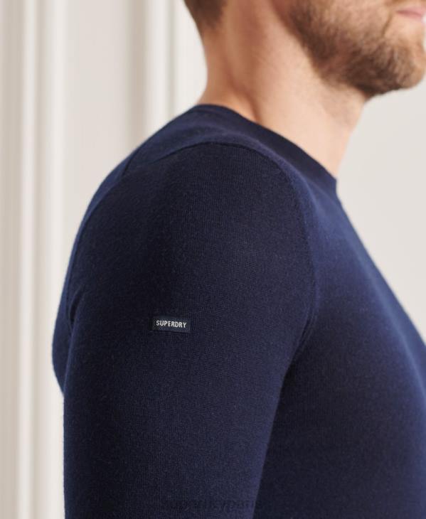 Superdry Hommes pull ras du cou en mérinos studios D64Z1308 vêtements marine