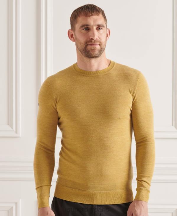 Superdry Hommes pull ras du cou en mérinos studios D64Z1312 vêtements jaune
