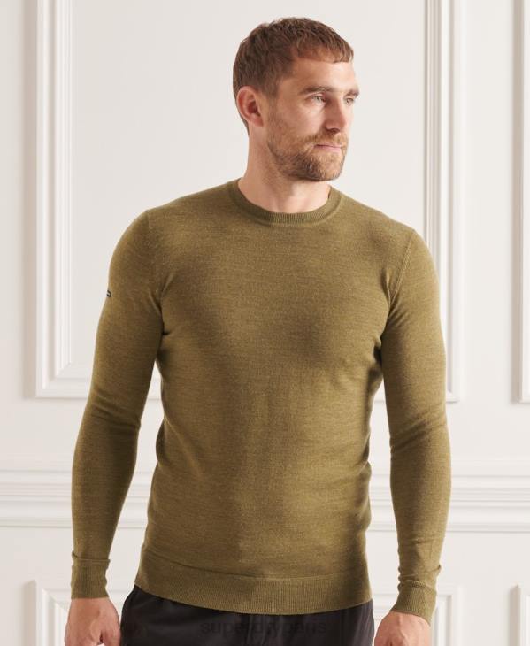 Superdry Hommes pull ras du cou en mérinos studios D64Z1313 vêtements vert