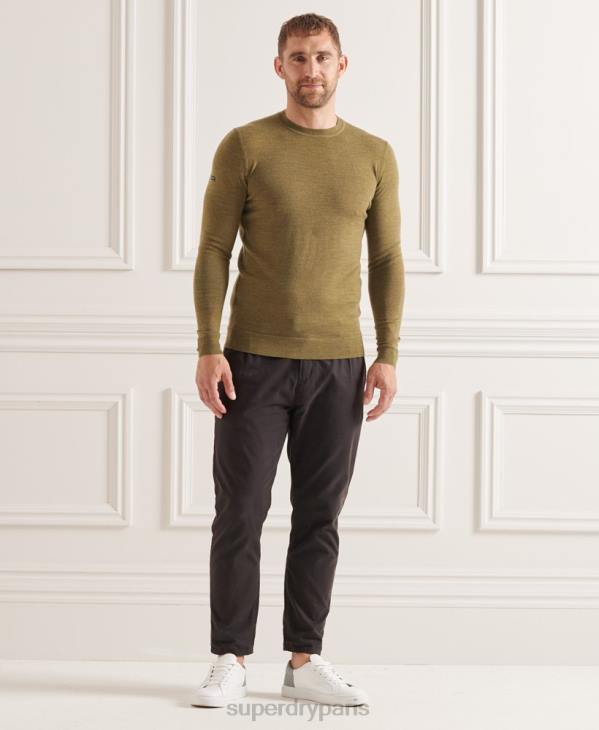 Superdry Hommes pull ras du cou en mérinos studios D64Z1313 vêtements vert