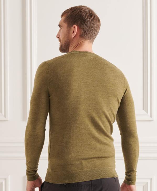 Superdry Hommes pull ras du cou en mérinos studios D64Z1313 vêtements vert