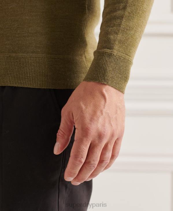 Superdry Hommes pull ras du cou en mérinos studios D64Z1313 vêtements vert