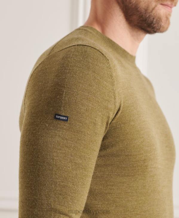 Superdry Hommes pull ras du cou en mérinos studios D64Z1313 vêtements vert