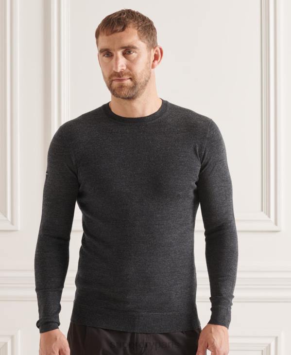 Superdry Hommes pull ras du cou en mérinos studios D64Z1314 vêtements gris foncé