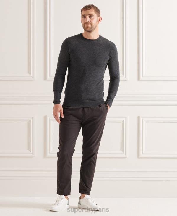 Superdry Hommes pull ras du cou en mérinos studios D64Z1314 vêtements gris foncé