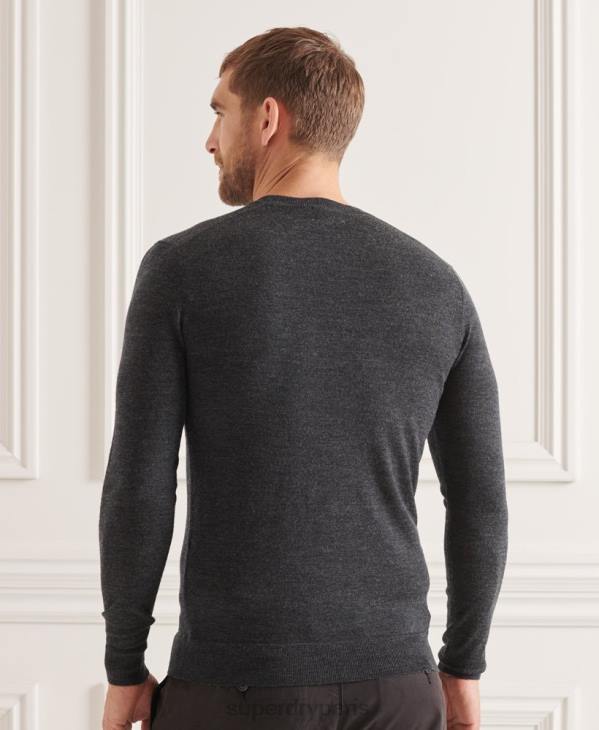 Superdry Hommes pull ras du cou en mérinos studios D64Z1314 vêtements gris foncé