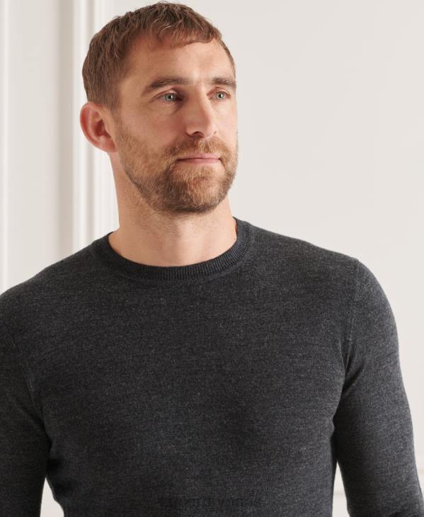 Superdry Hommes pull ras du cou en mérinos studios D64Z1314 vêtements gris foncé