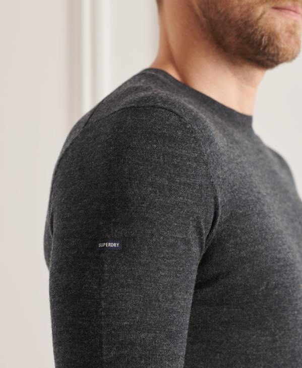 Superdry Hommes pull ras du cou en mérinos studios D64Z1314 vêtements gris foncé