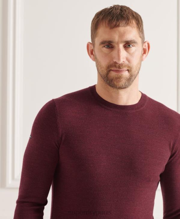 Superdry Hommes pull ras du cou en mérinos studios D64Z1331 vêtements rouge