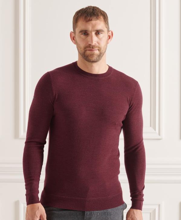 Superdry Hommes pull ras du cou en mérinos studios D64Z1331 vêtements rouge