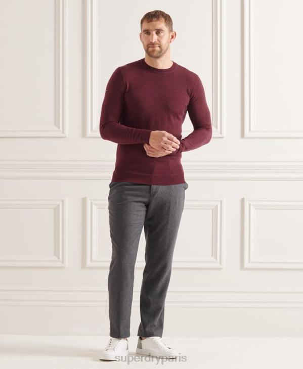Superdry Hommes pull ras du cou en mérinos studios D64Z1331 vêtements rouge