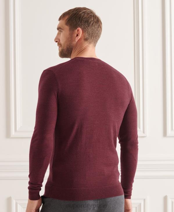 Superdry Hommes pull ras du cou en mérinos studios D64Z1331 vêtements rouge