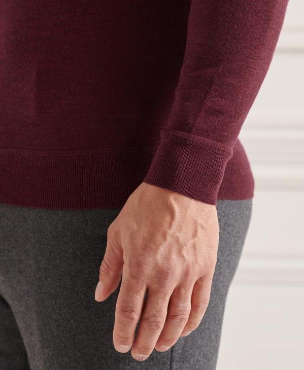 Superdry Hommes pull ras du cou en mérinos studios D64Z1331 vêtements rouge