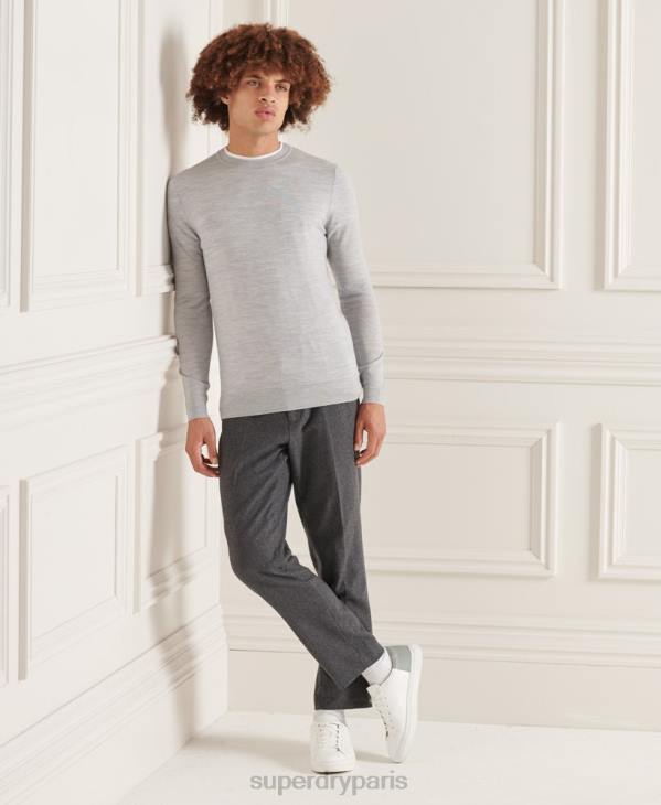 Superdry Hommes pull ras du cou en mérinos studios D64Z1333 vêtements gris clair
