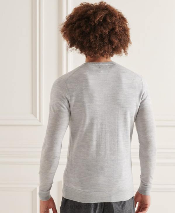Superdry Hommes pull ras du cou en mérinos studios D64Z1333 vêtements gris clair