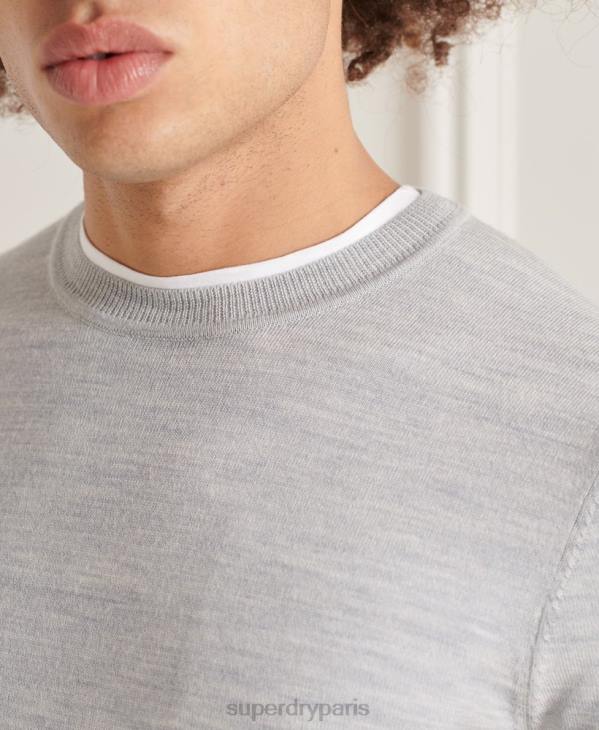 Superdry Hommes pull ras du cou en mérinos studios D64Z1333 vêtements gris clair