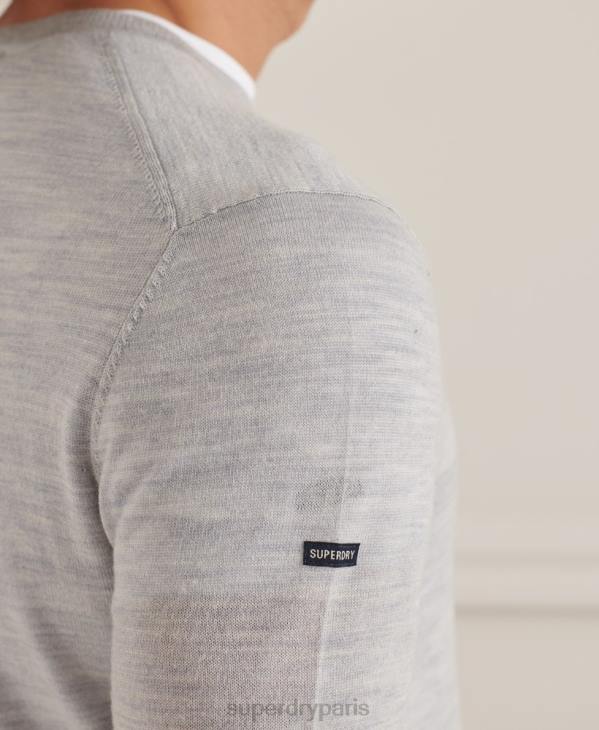 Superdry Hommes pull ras du cou en mérinos studios D64Z1333 vêtements gris clair