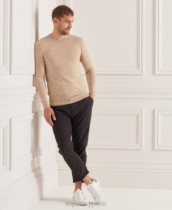 Superdry Hommes pull ras du cou en mérinos studios D64Z5297 vêtements beige