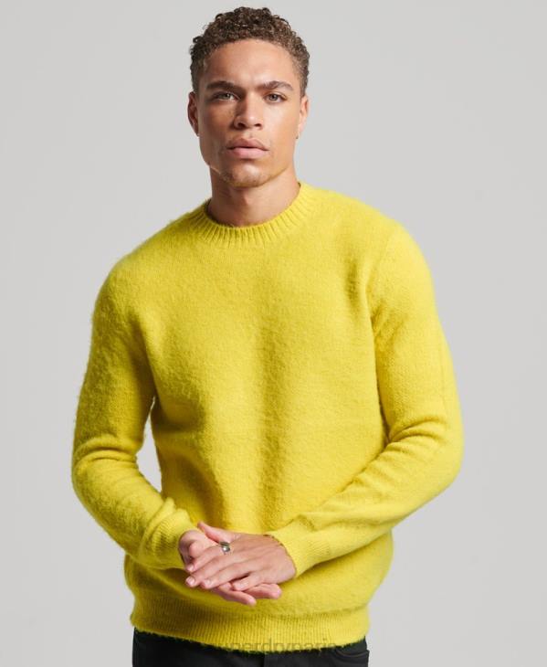 Superdry Hommes pull ras du cou en maille brossée D64Z5242 vêtements jaune
