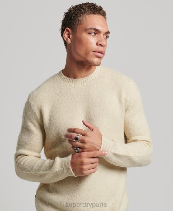 Superdry Hommes pull ras du cou en maille brossée D64Z5247 vêtements beige