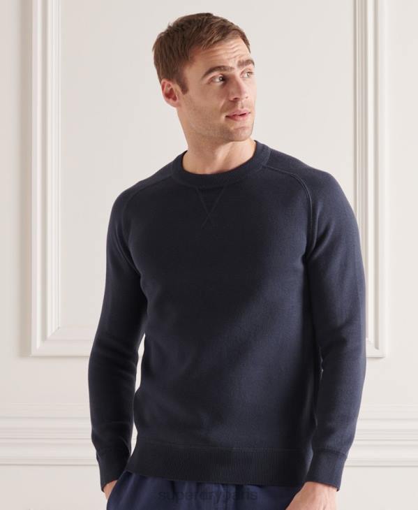 Superdry Hommes pull ras du cou essentiel en coton D64Z1362 vêtements marine