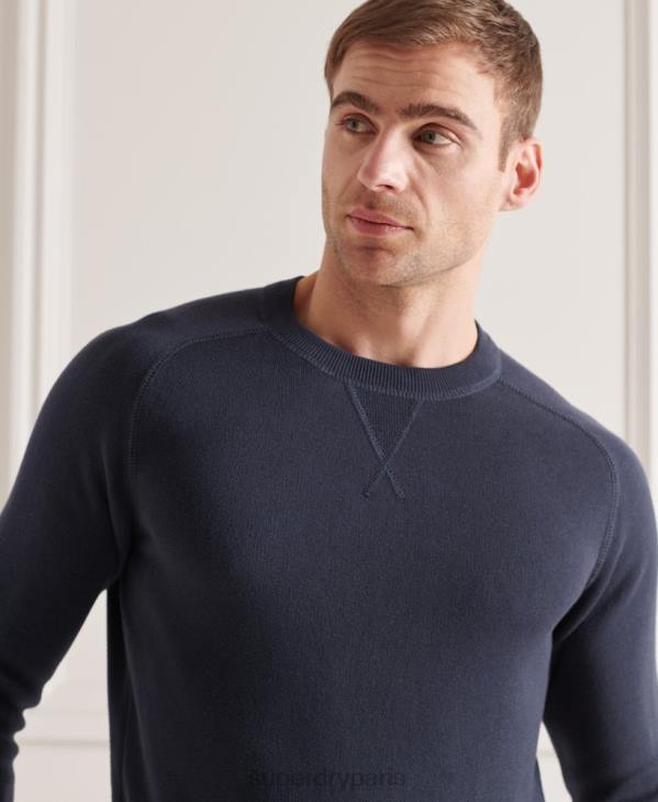 Superdry Hommes pull ras du cou essentiel en coton D64Z1362 vêtements marine