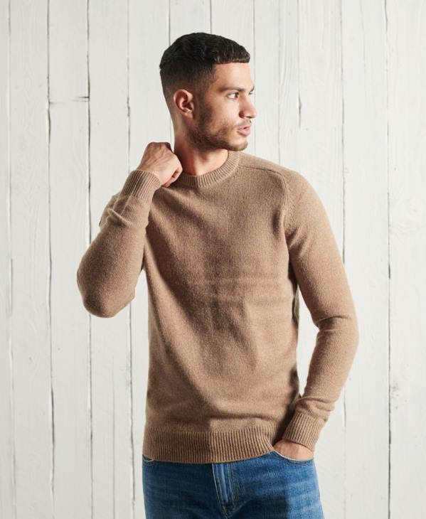 Superdry Hommes pull ras du cou harlo D64Z5307 vêtements beige