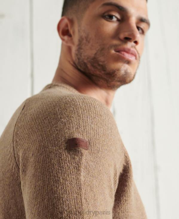 Superdry Hommes pull ras du cou harlo D64Z5307 vêtements beige