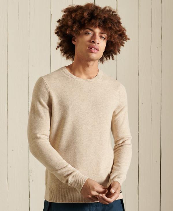 Superdry Hommes pull ras du cou léger en laine d'agneau D64Z1310 vêtements argent