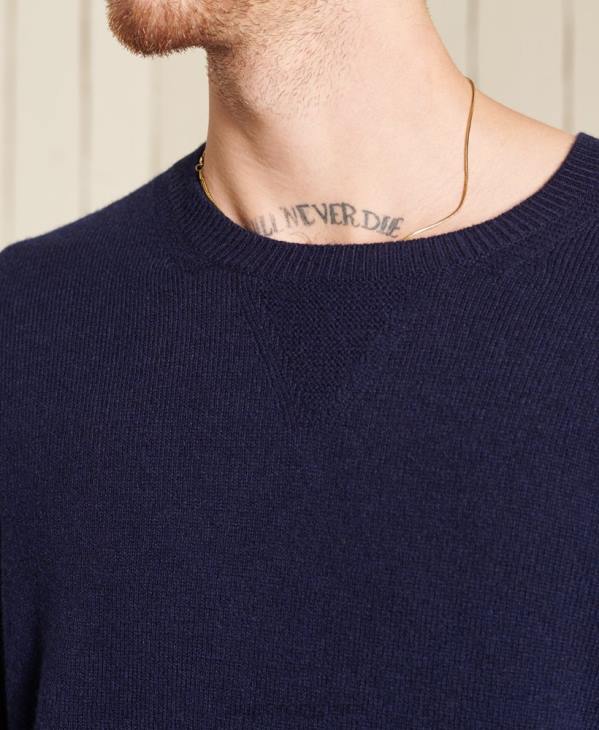 Superdry Hommes pull ras du cou léger en laine d'agneau D64Z5286 vêtements marine