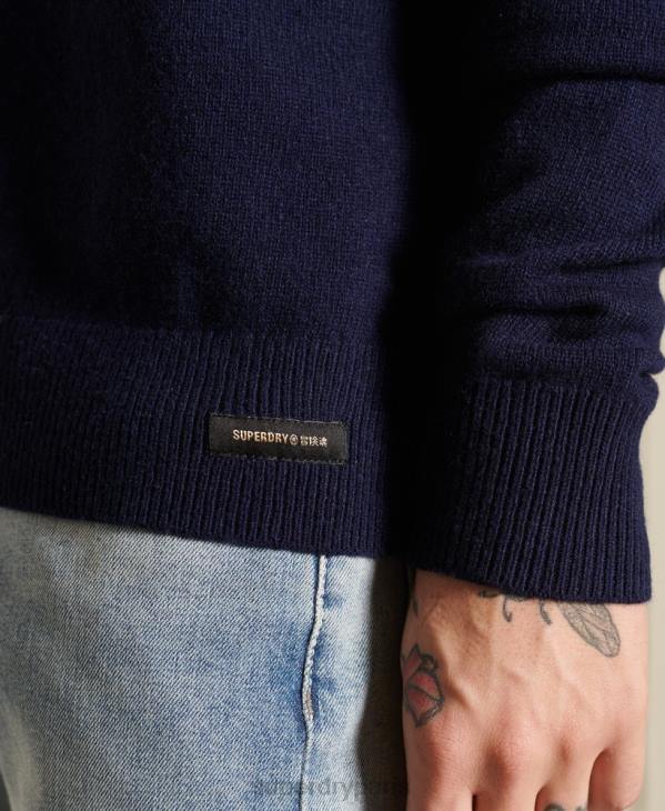 Superdry Hommes pull ras du cou léger en laine d'agneau D64Z5286 vêtements marine
