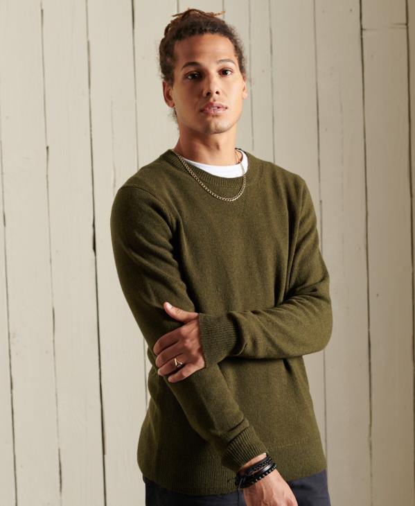 Superdry Hommes pull ras du cou léger en laine d'agneau D64Z5287 vêtements vert