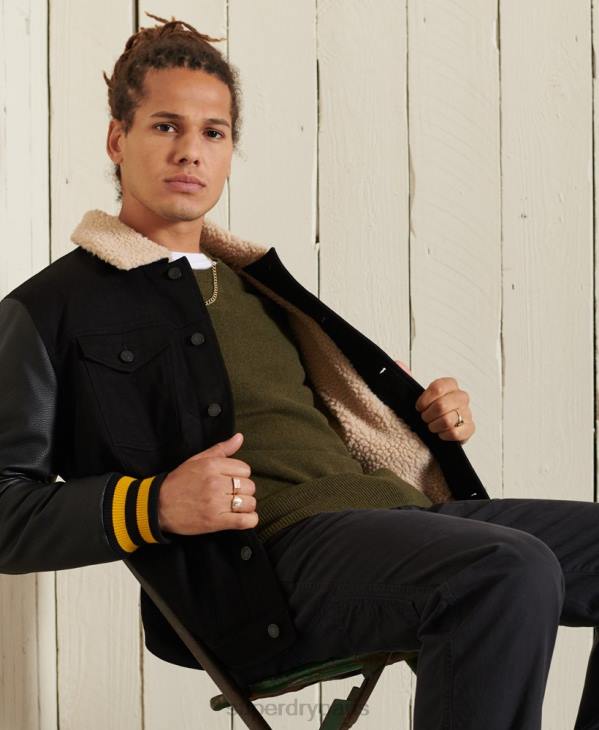 Superdry Hommes pull ras du cou léger en laine d'agneau D64Z5287 vêtements vert