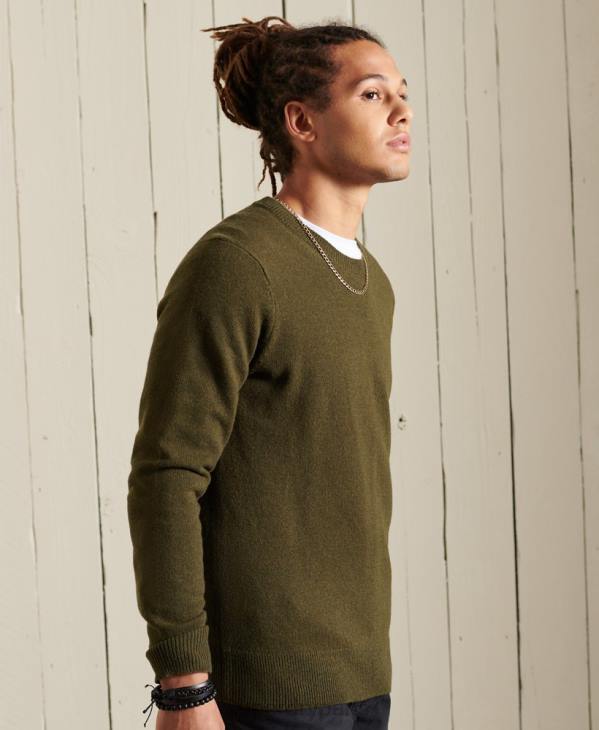 Superdry Hommes pull ras du cou léger en laine d'agneau D64Z5287 vêtements vert