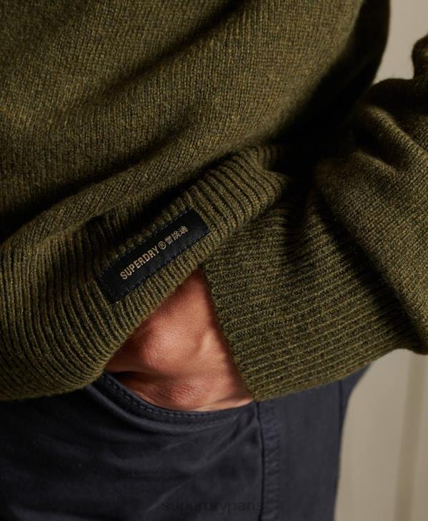 Superdry Hommes pull ras du cou léger en laine d'agneau D64Z5287 vêtements vert