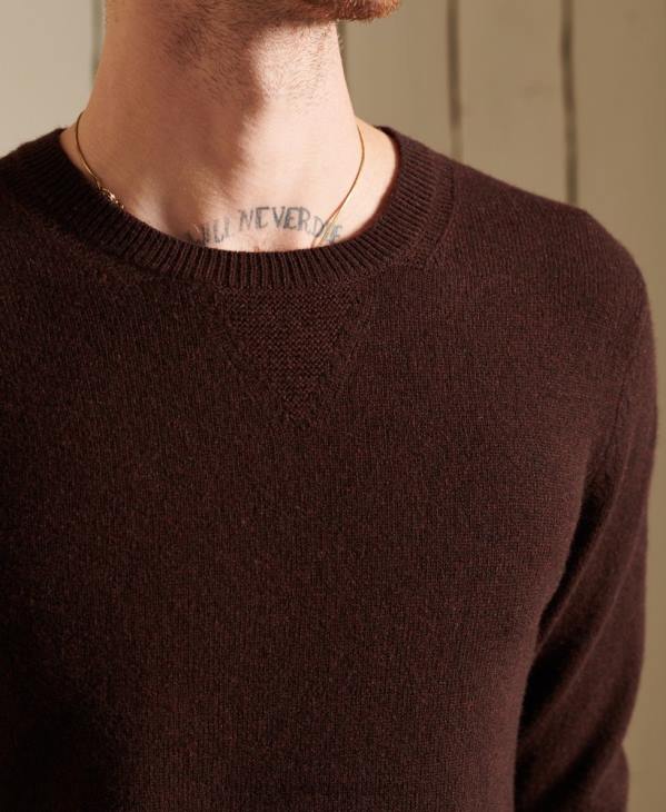 Superdry Hommes pull ras du cou léger en laine d'agneau D64Z5292 vêtements brun