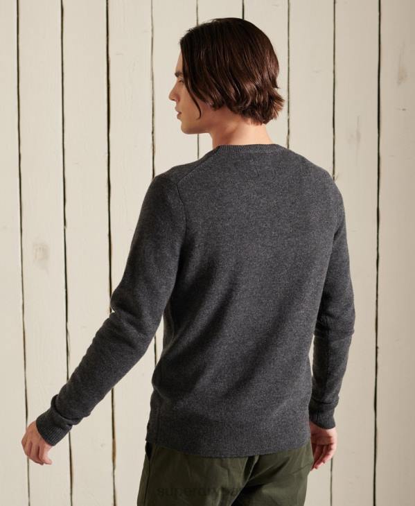 Superdry Hommes pull ras du cou léger en laine d'agneau D64Z5314 vêtements gris foncé
